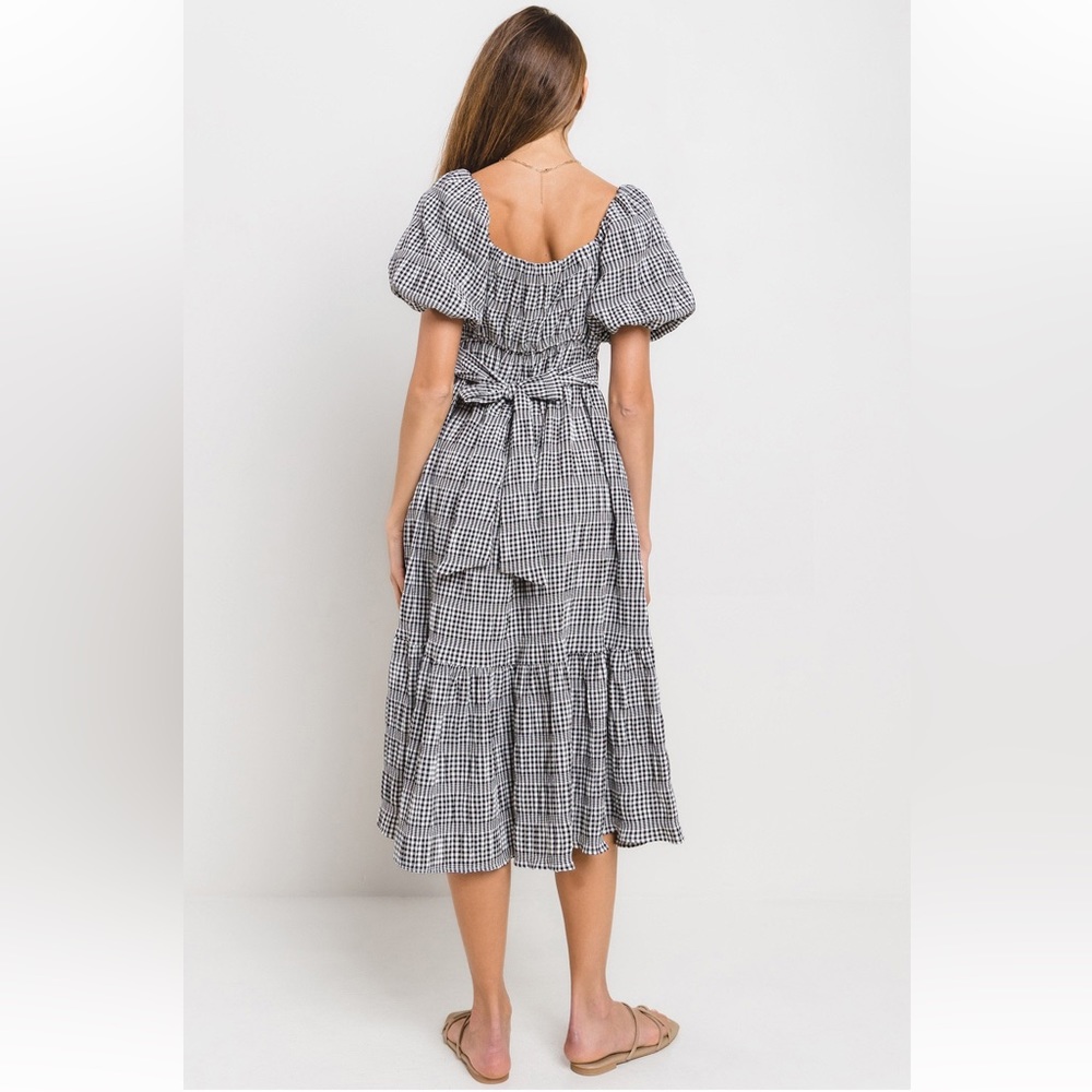 ShopEvelynne Black and White Gingham Midi Dress - Picture 4 of 5